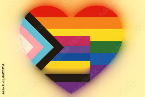 Lgbtqia+ pride flag heart shape symbol of love and inclusion for the community and trans rights support