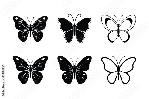 Classic Black Butterfly on White Background