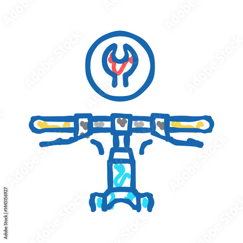 bicycle handlebar install icon doodle illustration