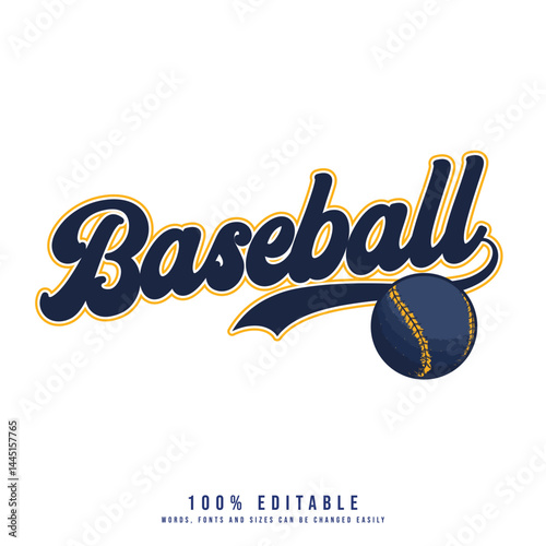 Baseball text effect vector. Editable college t-shirt design printable text effect vector.	
