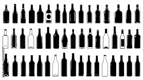Collection of Diverse Wine Bottle Silhouettes