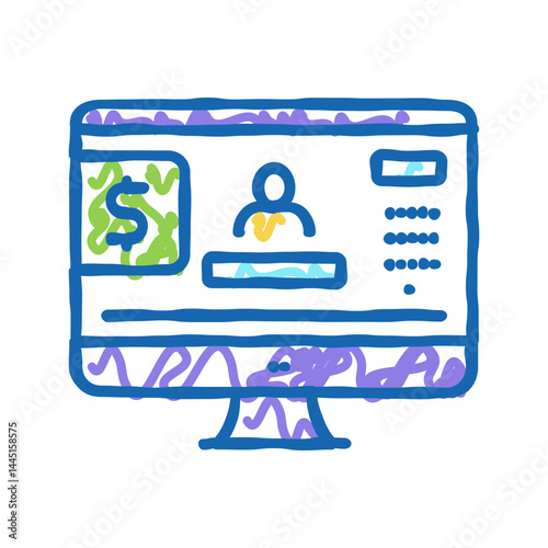internet online banking icon doodle illustration