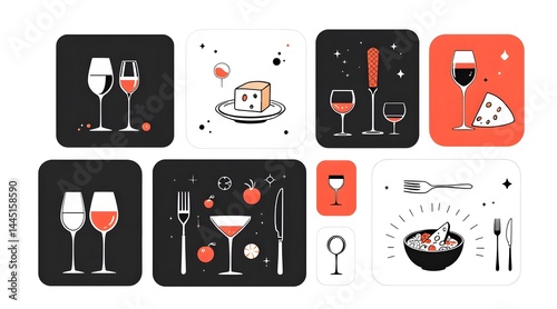 Wine and Cheese Pairing Elegant Illustrations for Food and Drink Lovers