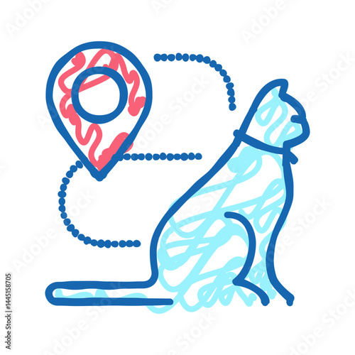 cat location information icon doodle illustration