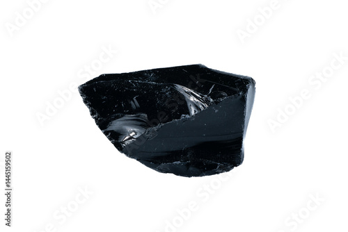 Obraz na płótnie Raw Natural Black Obsidian Volcanic Glass Rock Mineral on White Background w salonie
