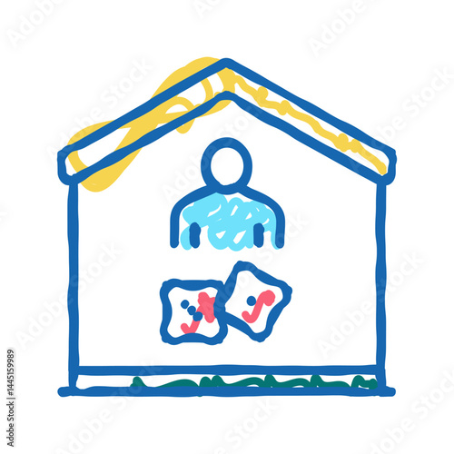 play game at home icon doodle illustration