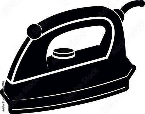 Clothes Iron Silhouette Black Vector | Household Appliance Icon Design Vector