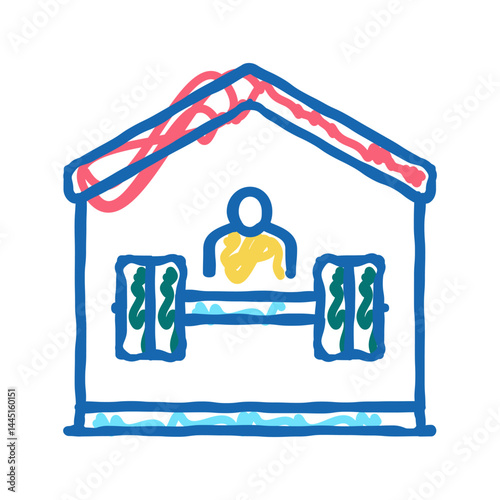 sport exercise at home icon doodle illustration