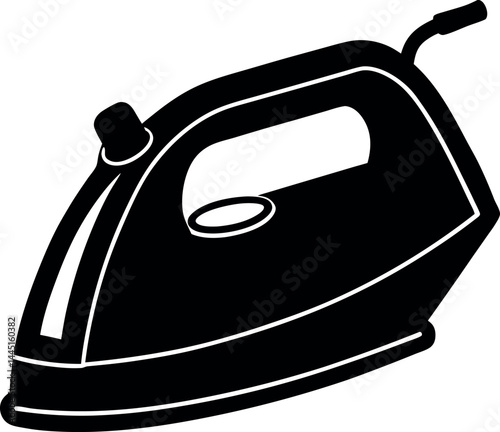 Clothes Iron Silhouette Black Vector | Household Appliance Icon Design Vector