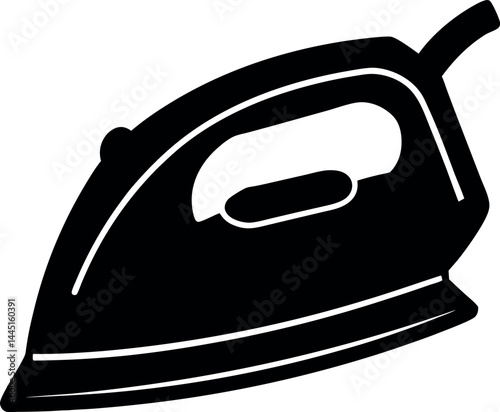Clothes Iron Silhouette Black Vector | Household Appliance Icon Design Vector