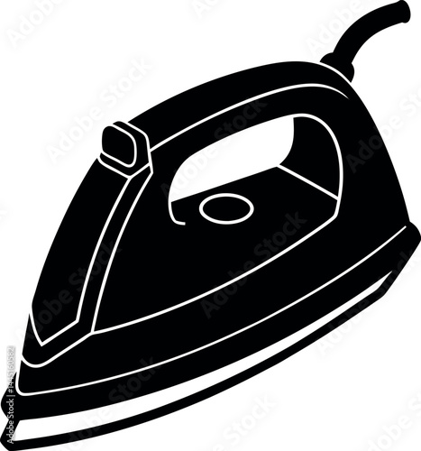Clothes Iron Silhouette Black Vector | Household Appliance Icon Design Vector