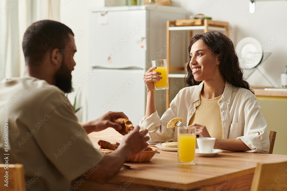 Celebrating love and connection over breakfast in a cozy home setting Celebrating love and connection over breakfast in a cozy home setting