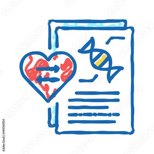 dna research for heart transplant icon doodle illustration