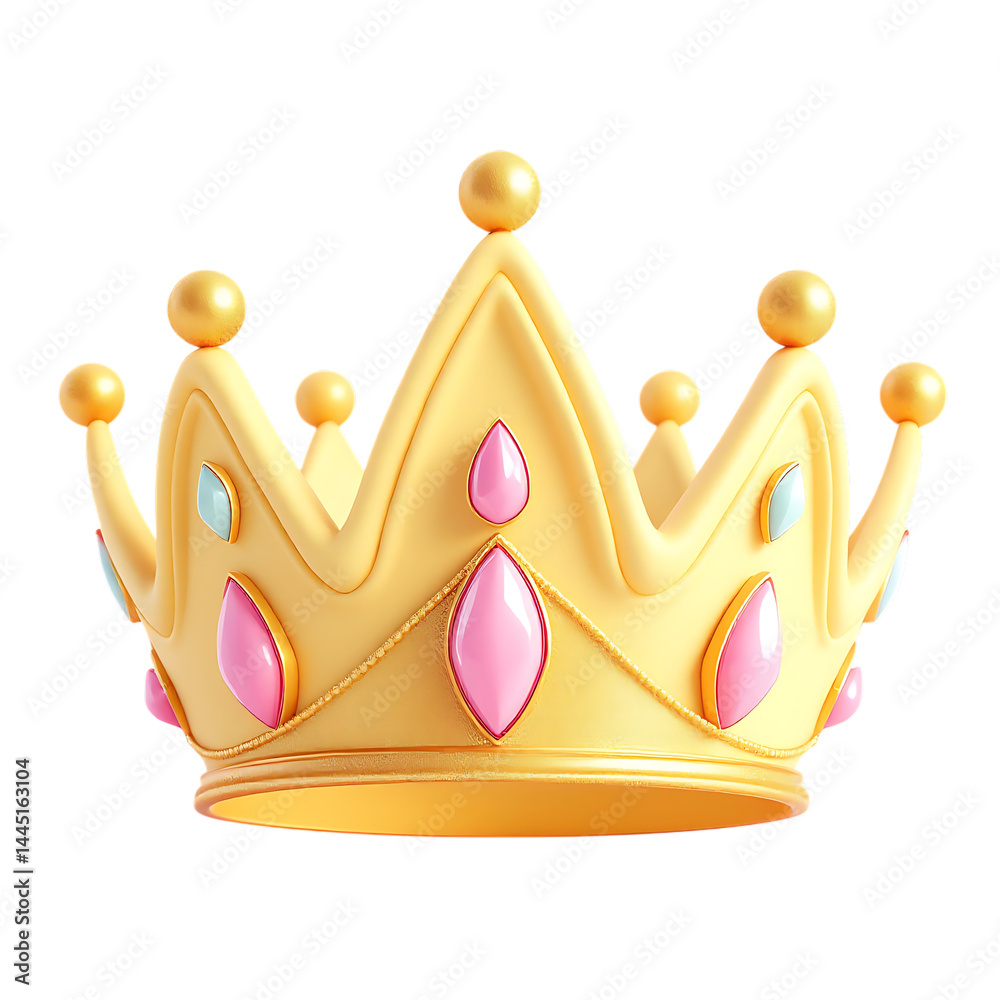 Golden crown with pink and blue gems. Royal, luxury, success concept. Golden crown with pink and blue gems. Royal, luxury, success concept.