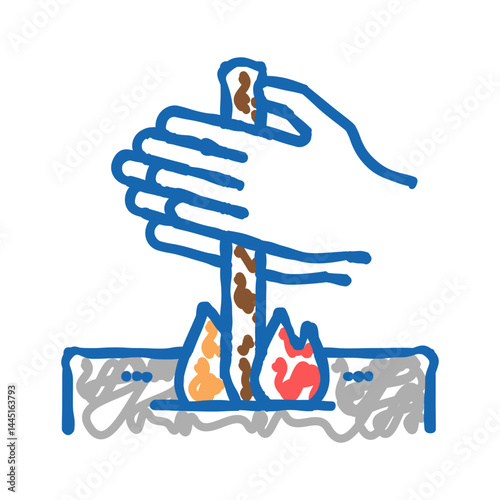 making fire by friction icon doodle illustration