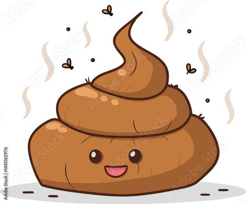 Funny Stinky Poop Emoji – Flat Style Vector Clipart Isolated on White Background