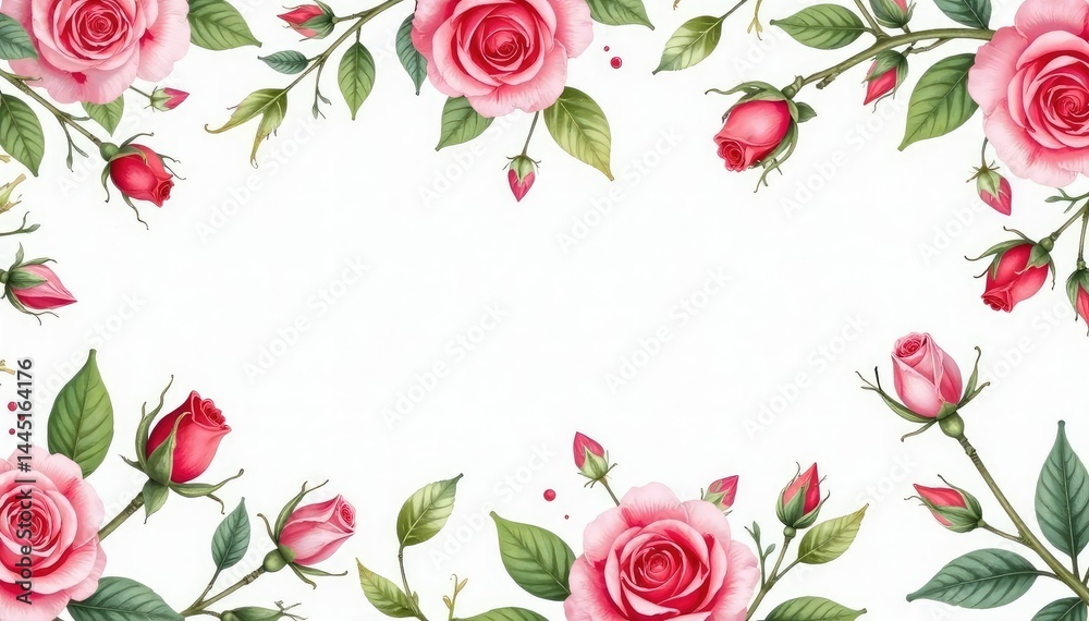 Delicate watercolor rose buds & leaves, repeating pattern, illustration, beautiful, wallpaper Delicate watercolor rose buds & leaves, repeating pattern, illustration, beautiful, wallpaper