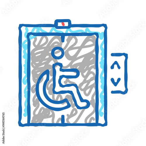 elevator for disabled icon doodle illustration