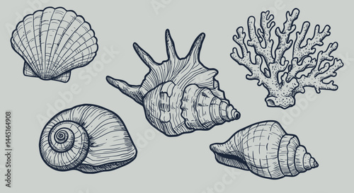 "Hand Drawn Vector Illustrations of Animals, Sea Creatures, Fruits, and Fast Food in Bold Ink Style