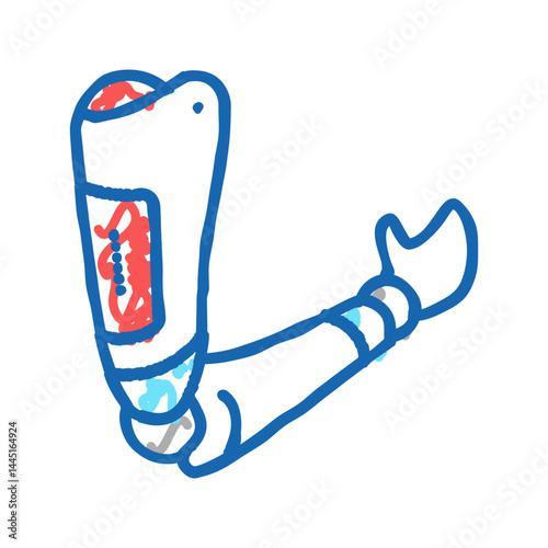 modern arm prosthesis icon doodle illustration