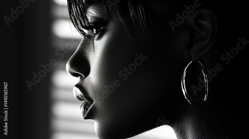 Close-up profile portrait of a woman