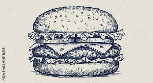 "Hand Drawn Vector Illustrations of Animals, Sea Creatures, Fruits, and Fast Food in Bold Ink Style