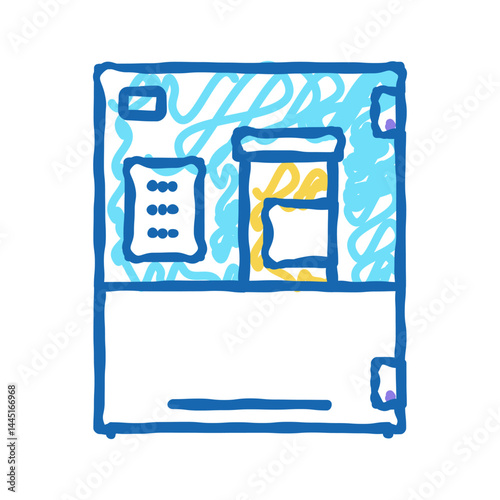 medicine factory machine icon doodle illustration