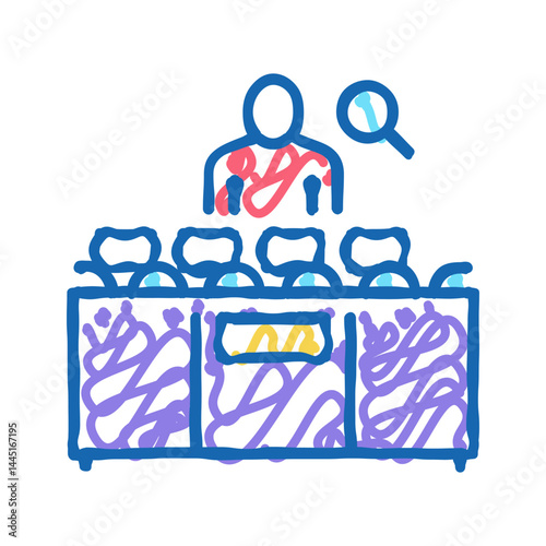 worker controle manufacturing process icon doodle illustration