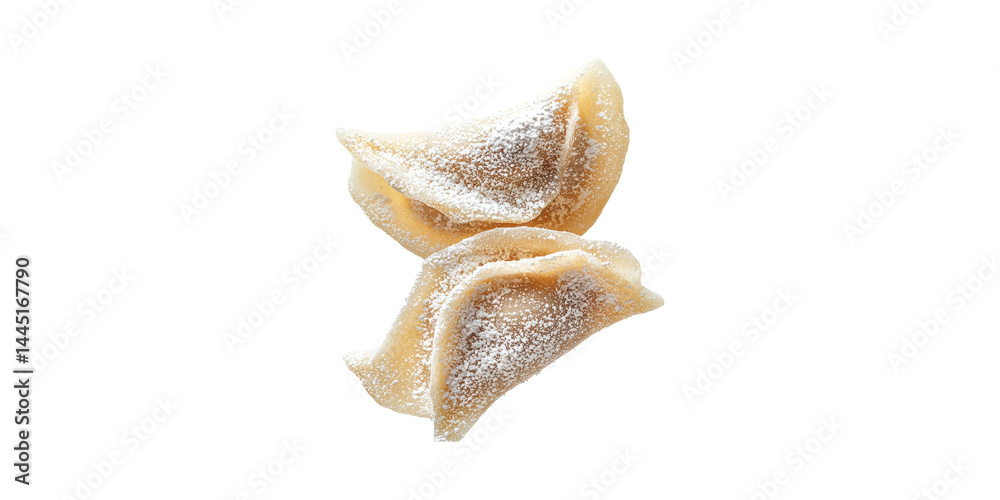 Fototapeta premium Two Powdered Dumplings. Culinary Delight And Asian Cuisine Concept Isolated On Transparent Background