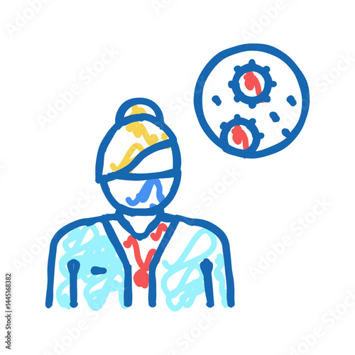 infectious disease medical specialist icon doodle illustration