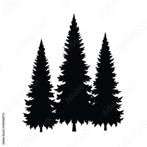 Black Cypress Tree Silhouettes Vector Collection