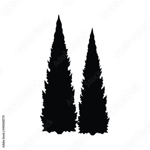 Black Cypress Tree Silhouettes Vector Collection