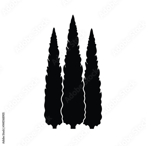 Hand Drawn Cypress Tree Silhouettes Vector Sketch