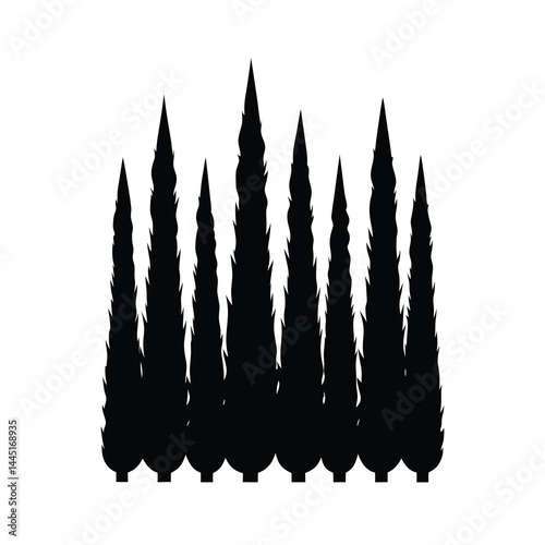 Abstract Cypress Tree Silhouettes Vector Design C