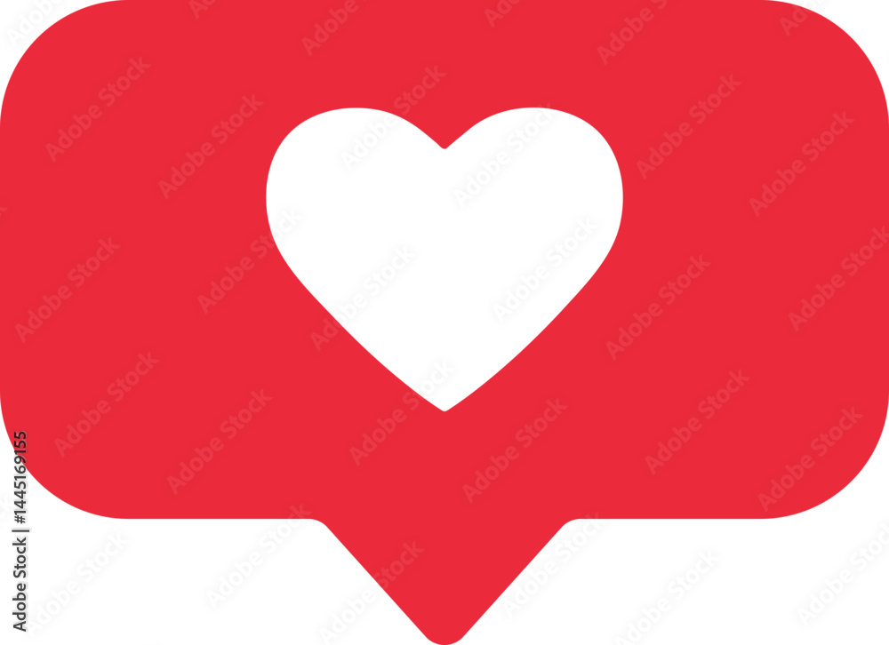 Heart like symbol in red bubble Heart like symbol in red bubble