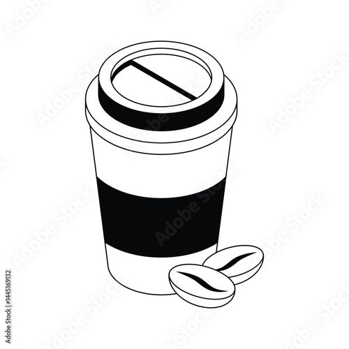 Visually engaging isometric icon showing takeaway coffee cup