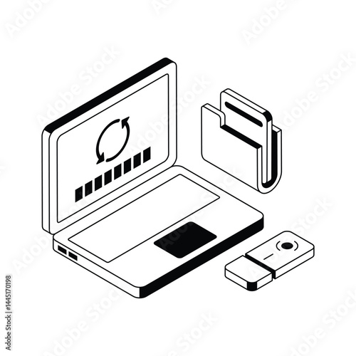 Get this amazingly designed laptop backup isometric icon