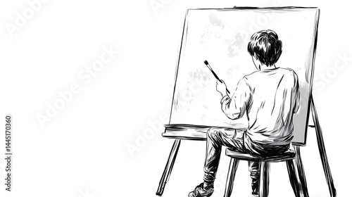 Wallpaper Mural Child artist creating a masterpiece on canvas. Torontodigital.ca