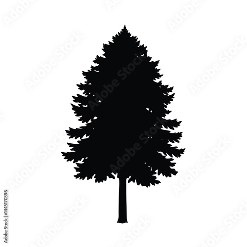 Realistic Cypress Tree Silhouettes Vector Icon De