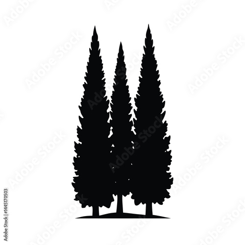Vintage Style Cypress Tree Silhouettes Vector Desi