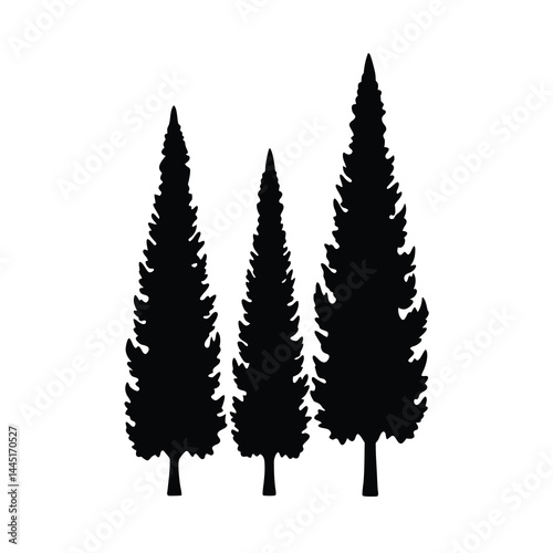 Vintage Style Cypress Tree Silhouettes Vector Desi