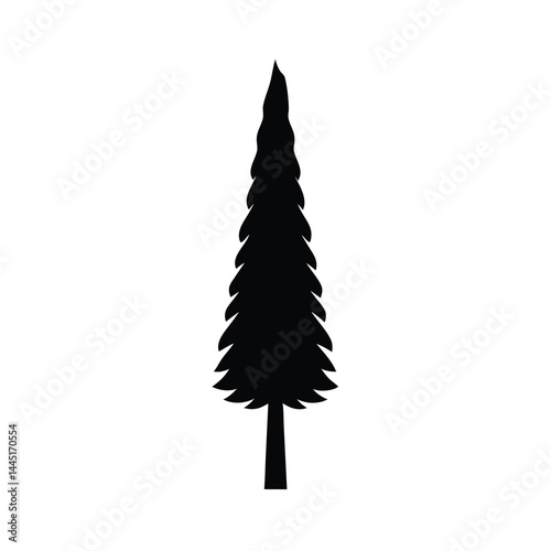 Minimalist Cypress Tree Silhouettes Vector Icon C