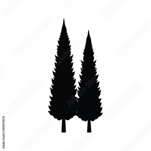 Minimalist Cypress Tree Silhouettes Vector Icon C