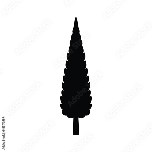 Minimalist Cypress Tree Silhouettes Vector Icon C
