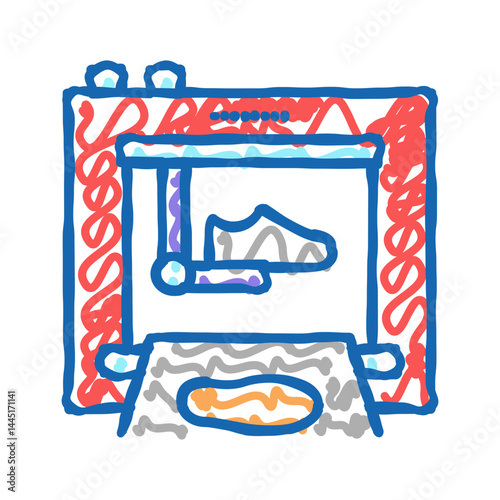 shoe factory equipment icon doodle illustration
