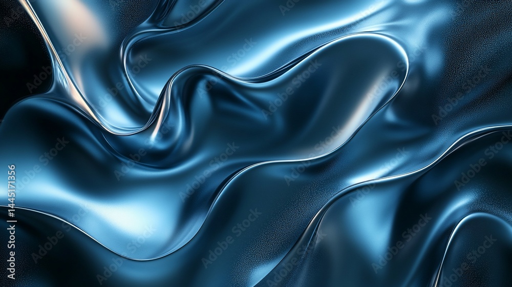 Obraz premium Elegant Blue Metallic Surface with Fluid Dynamic and Reflective Qualities