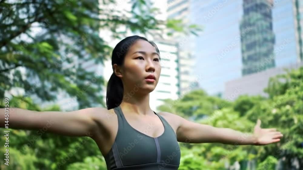 Young woman exercising yoga in park, healthy lifestyle concept Young woman exercising yoga in park, healthy lifestyle concept