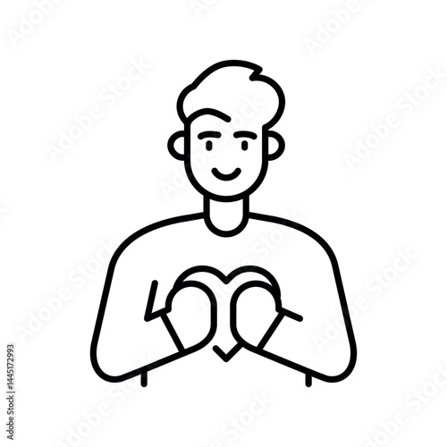 Love emotion black line icon for digital and print projects.