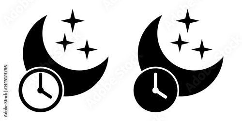 Sleep time mode simple icon. Night icon. Nighttime bedtime symbol.