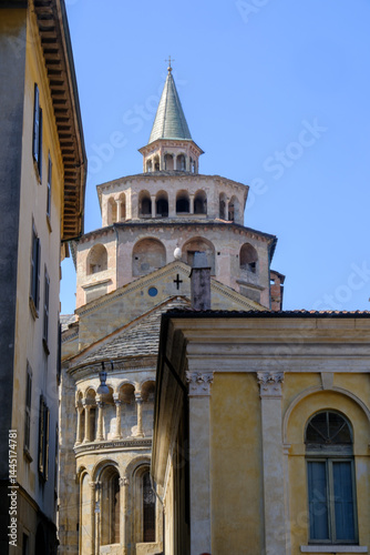 View of the medieval cathedral of Bergamo, Italy